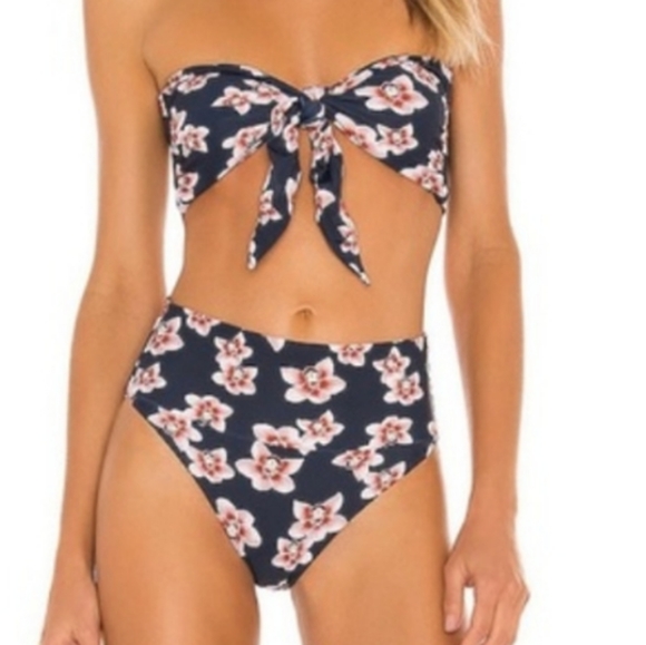 New acacia swimwear baker isle bikini top S orchid bandeau tie front tropical - Picture 4 of 9